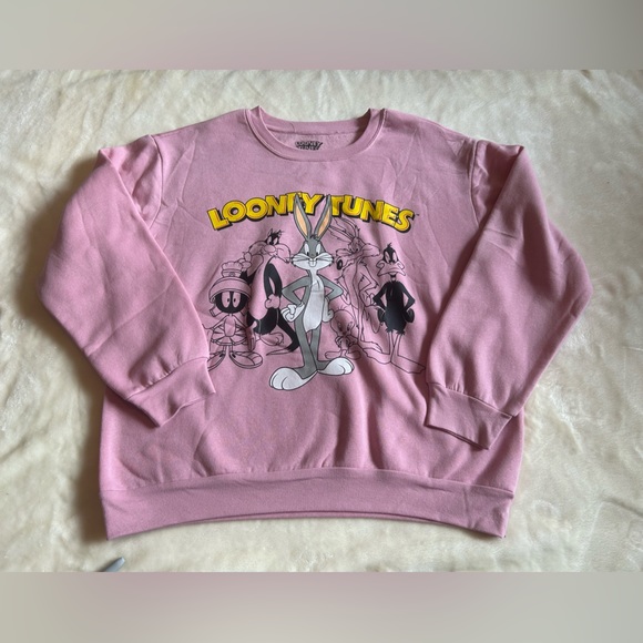 Women's Looney Tunes Graphic Sweatshirt Pink size XXL (Junior) - Picture 1 of 5